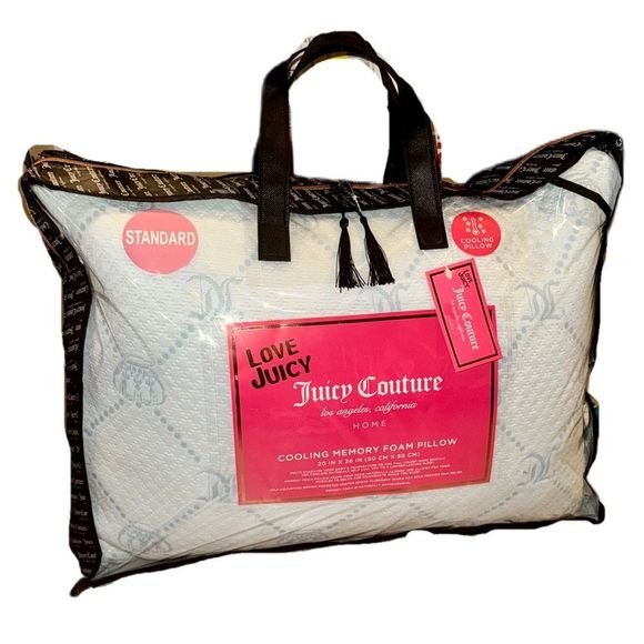 Juicy Couture Other - Juicy Couture Home Cooling Memory Foam Pillow Blue Logo Print Standard 20" x 26"